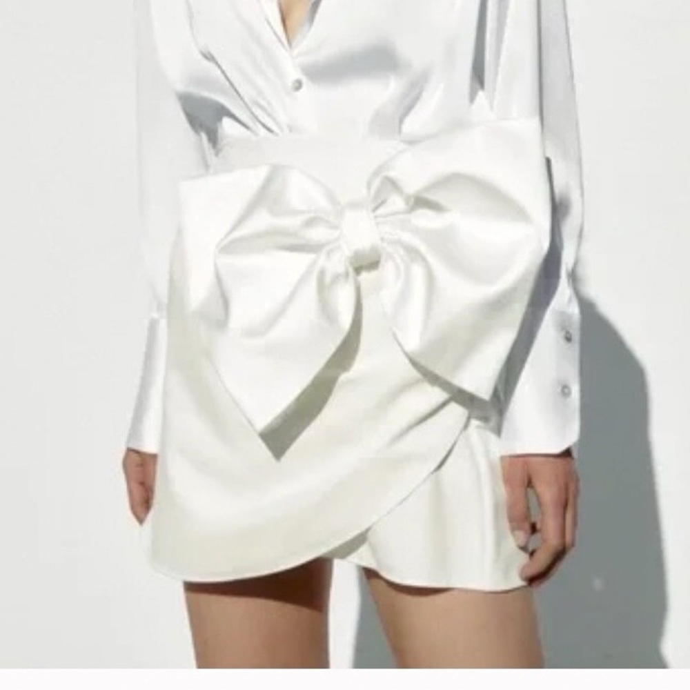 NWT Zara Large Bow Skort Sz M White